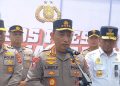 Kapolri Jenderal Listyo Sigit Prabowo saat memberikan sambutan dalam kunjungan kerja di Samarinda, Kalimantan Timur, Sabtu (17/5/2025).