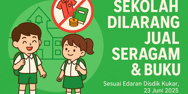 Ilustrasi larangan jual seragam dan buku di sekolah sesuai edaran Disdik Kukar 23 Juni 2025