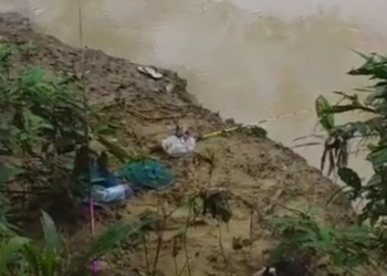 Lokasi tempat pelajar SMP diterkam buaya saat memancing di Sungai KM 23, Desa Santan Ulu, Marangkayu.