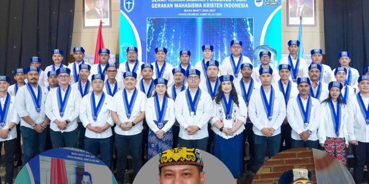 Kapolri saat sambutan pelantikan Pengurus Pusat GMKI bersama Senator Yulianus Henock dan Korwil VI Julio Antou