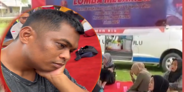 Peserta lomba melamun di Desa Muara Kaman Ulu, Kutai Kartanegara, Kalimantan Timur.